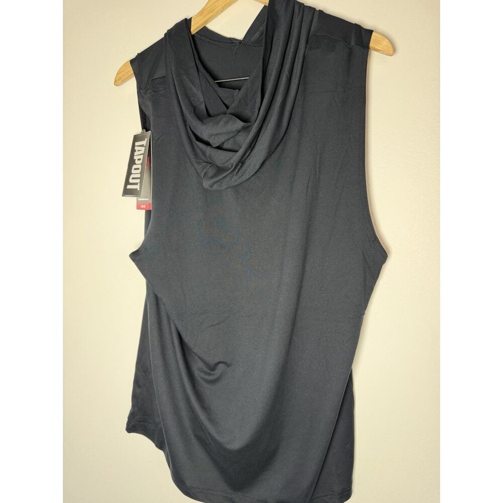 Tapout Men's Black Sleeveless Hooded Pullover Tank Top Size M Gym Training - Picture 2 of 4